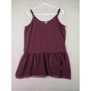 Frenchi Shirt Womens XL Flowy Sheer Breathable Pullover Spaghetti Strap Purple